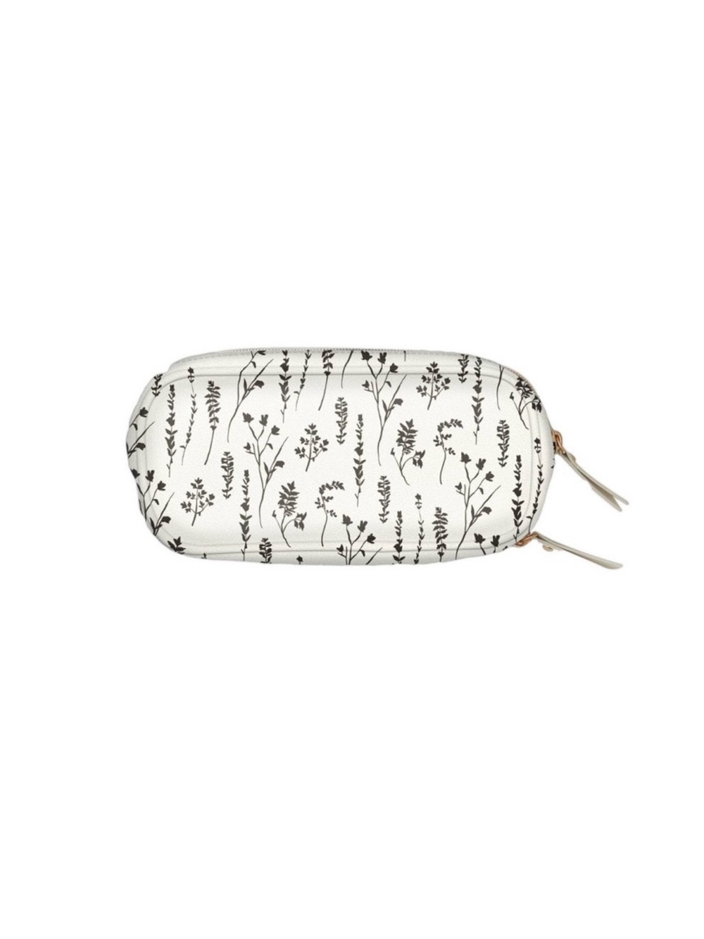 White Floral Travel Pouch - Compact Bag